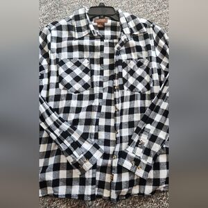 Black and White Checkered Flannel Shirt
